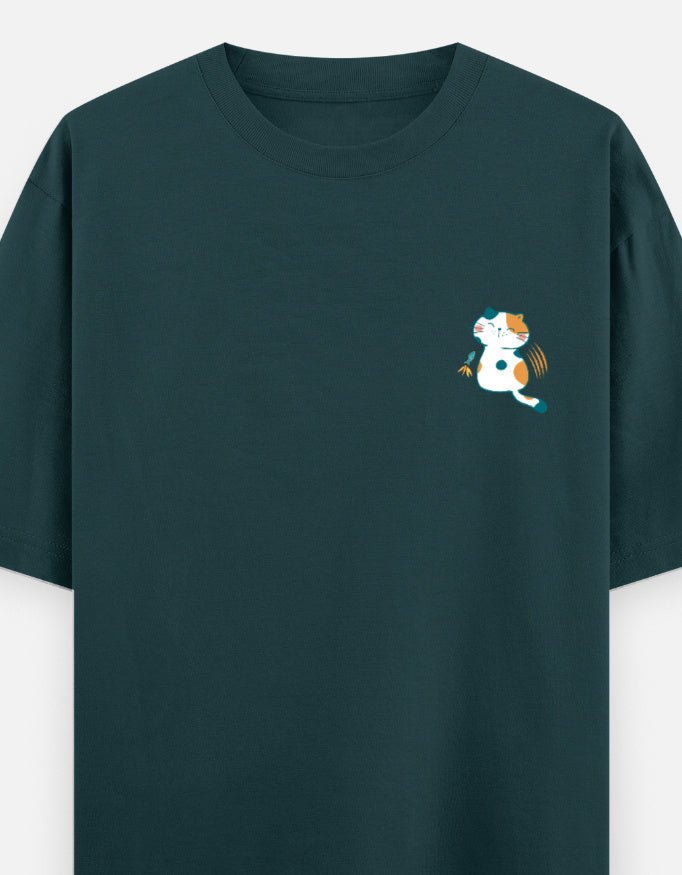 Petrol Blue – Cat Spirit Animal Oversized Tee