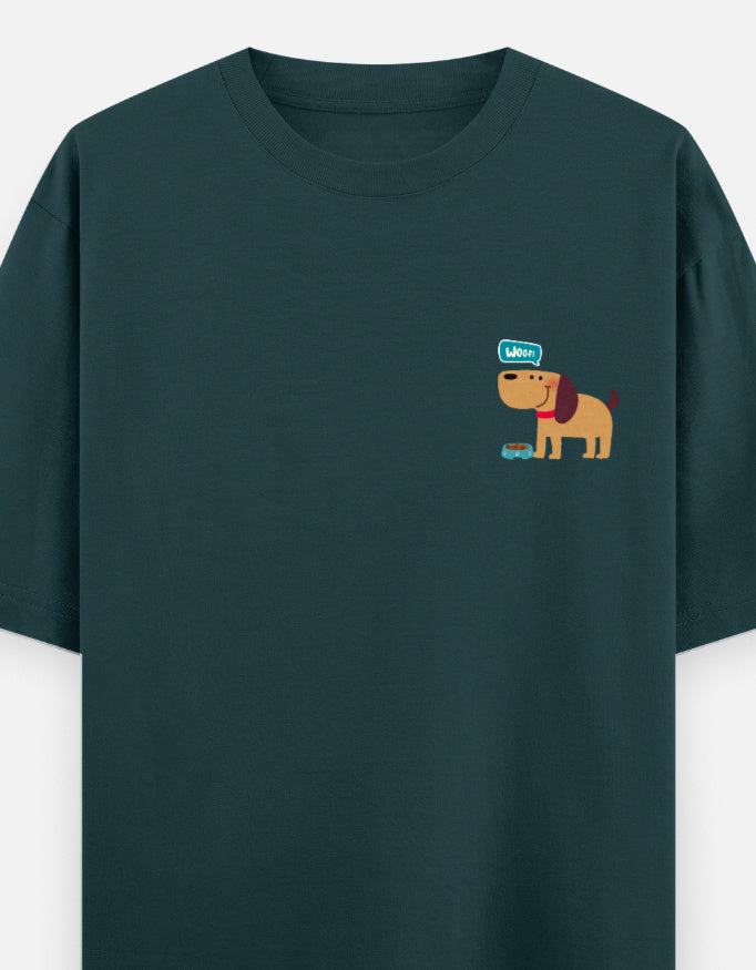 Fetching Good Vibes oversized t-shirt front pocket print — Petrol Blue drop-shoulder unisex tee | StyleUp.Today