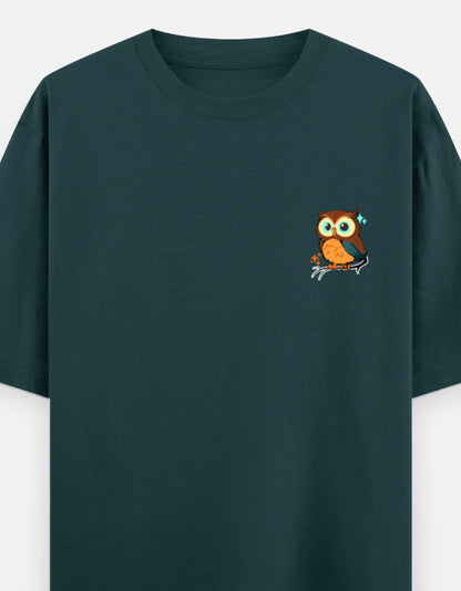 Petrol Blue – Owl Spirit Animal Oversized Tee