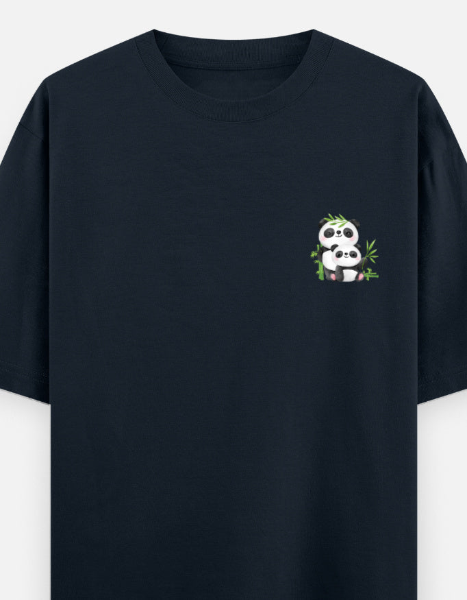 Snack Away oversized t-shirt front pocket print — Navy Blue drop-shoulder unisex tee | StyleUp.Today
