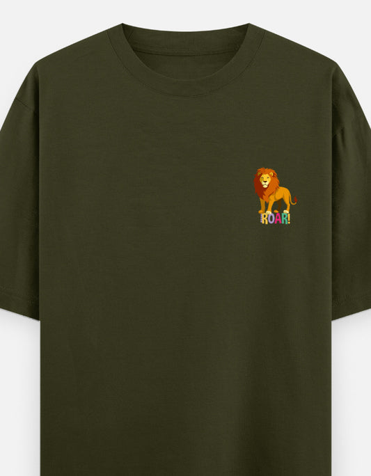 Olive Green – Lion Spirit Animal Oversized Tee