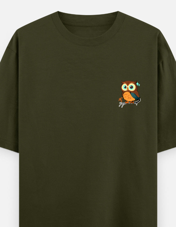 Olive Green – Owl Spirit Animal Oversized Tee