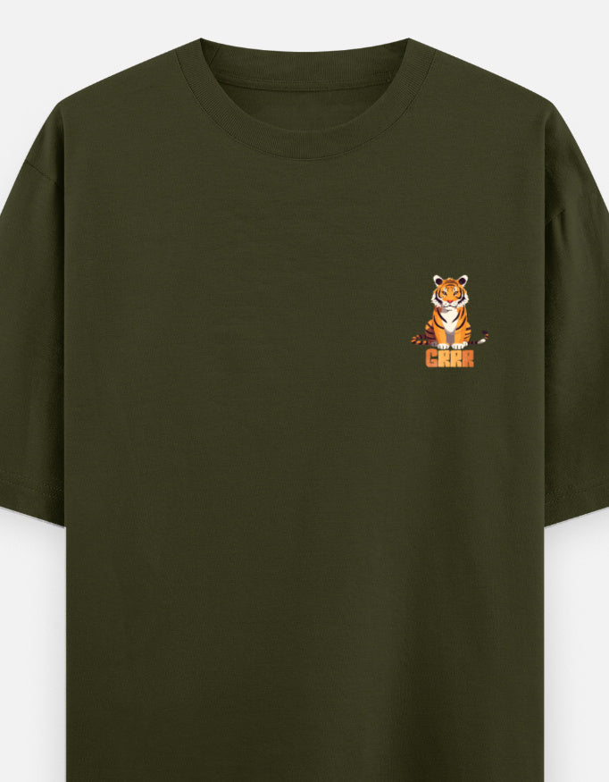 Olive Green – Tiger Spirit Animal Oversized Tee