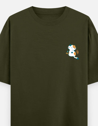 Olive Green – Cat Spirit Animal Oversized Tee