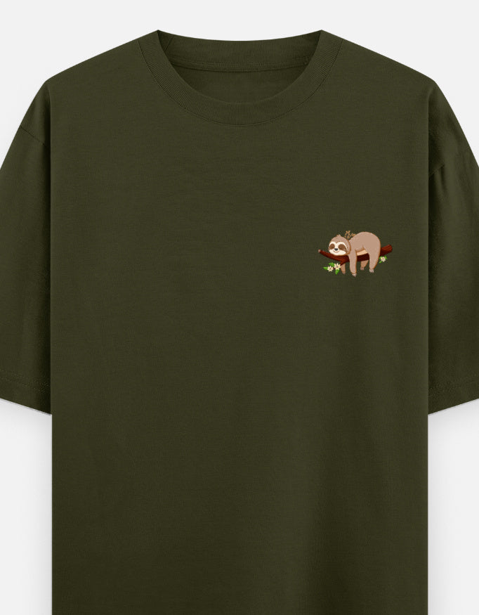 Olive Green – Sloth Spirit Animal Oversized Tee