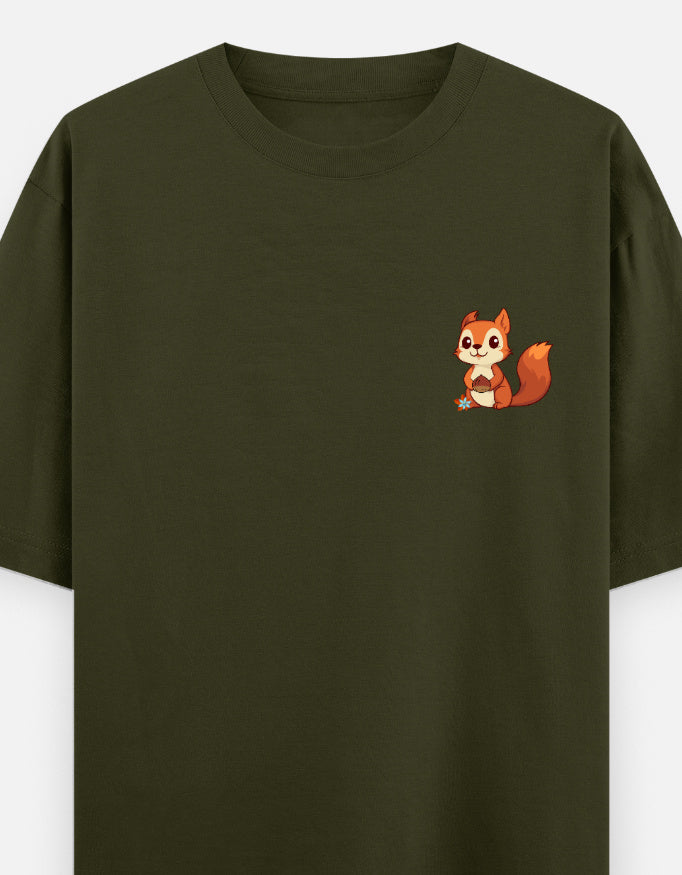 Olive Green – Squirrel Spirit Animal Oversized Tee