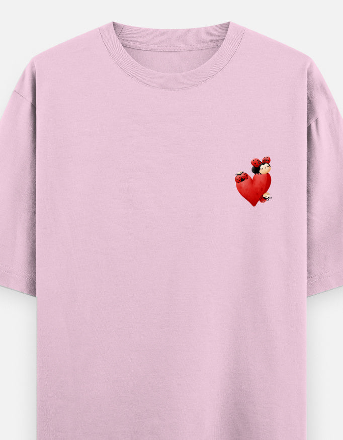 Spot On oversized t-shirt front pocket print — Light Baby Pink drop-shoulder unisex tee | StyleUp.Today