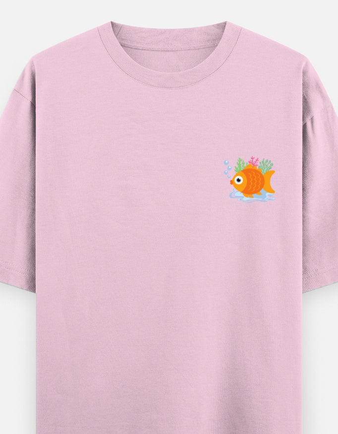 Follow Bubbles oversized t-shirt front pocket print — Light Baby Pink drop-shoulder unisex tee | StyleUp.Today