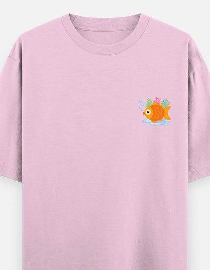 Follow Bubbles oversized t-shirt front pocket print — Light Baby Pink drop-shoulder unisex tee | StyleUp.Today