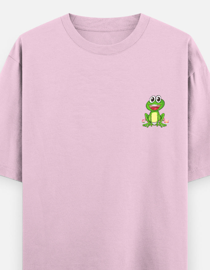 Leap Of Faith oversized t-shirt front pocket print — Light Baby Pink drop-shoulder unisex tee | StyleUp.Today
