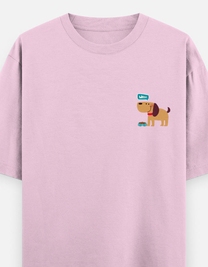 Fetching Good Vibes oversized t-shirt front pocket print — Light Baby Pink drop-shoulder unisex tee | StyleUp.Today