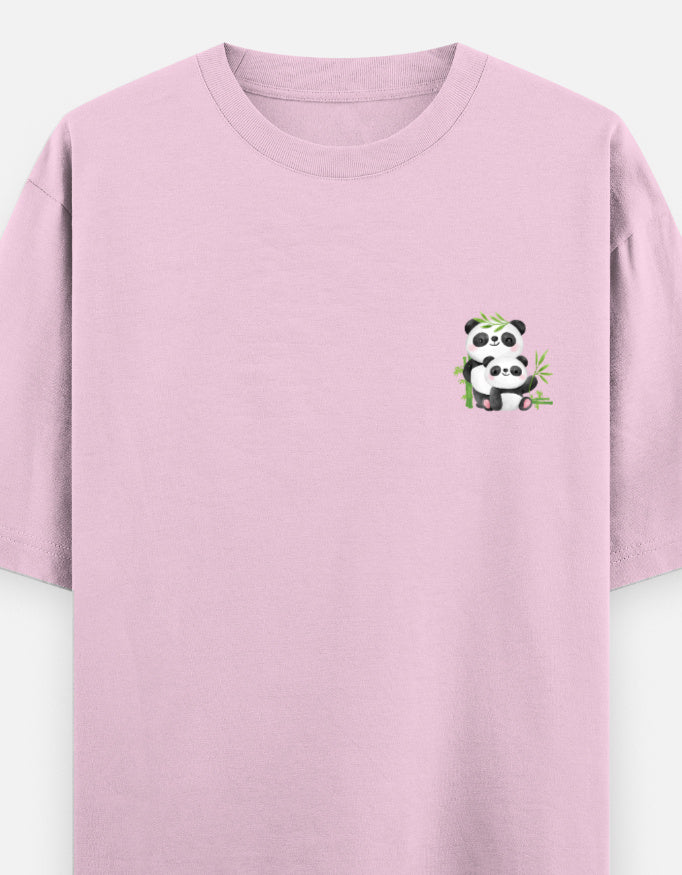 Snack Away oversized t-shirt front pocket print — Light Baby Pink drop-shoulder unisex tee | StyleUp.Today
