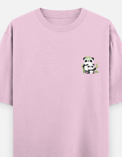 Snack Away oversized t-shirt front pocket print — Light Baby Pink drop-shoulder unisex tee | StyleUp.Today