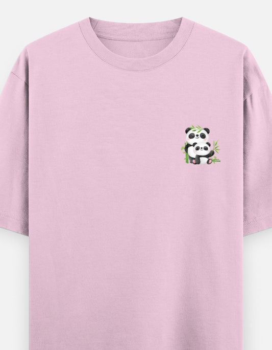 Snack Away oversized t-shirt front pocket print — Light Baby Pink drop-shoulder unisex tee | StyleUp.Today