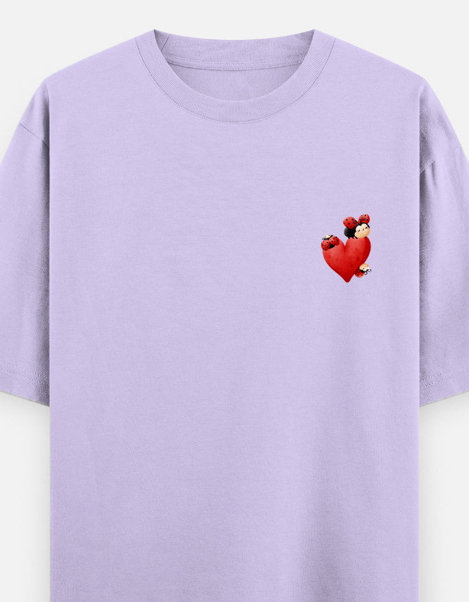 Spot On oversized t-shirt front pocket print — Lavender drop-shoulder unisex tee | StyleUp.Today