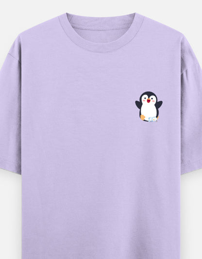 Waddling To Success oversized t-shirt front pocket print — Lavender drop-shoulder unisex tee | StyleUp.Today