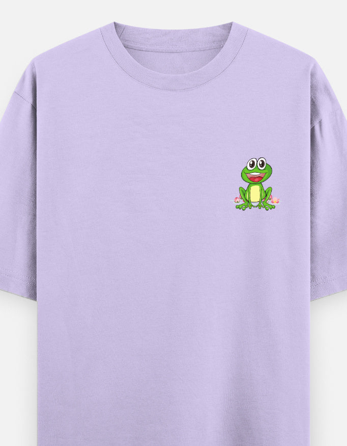 Leap Of Faith oversized t-shirt front pocket print — Lavender drop-shoulder unisex tee | StyleUp.Today