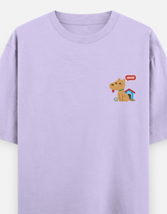 Paw-Sible Life oversized t-shirt front pocket print — Lavender drop-shoulder unisex tee | StyleUp.Today