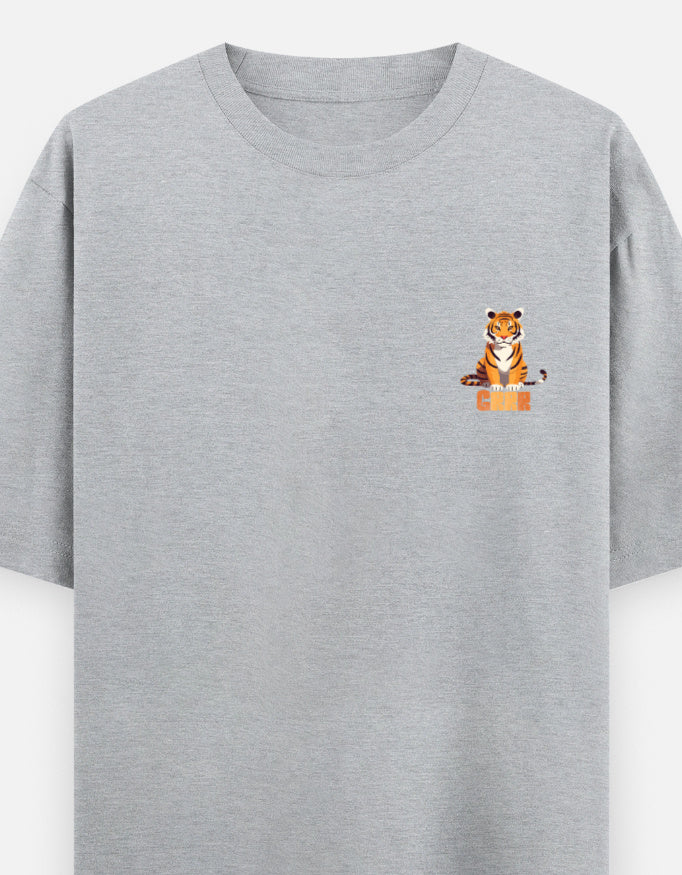 Grey Melange – Tiger Spirit Animal Oversized Tee