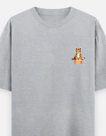 Grey Melange – Tiger Spirit Animal Oversized Tee