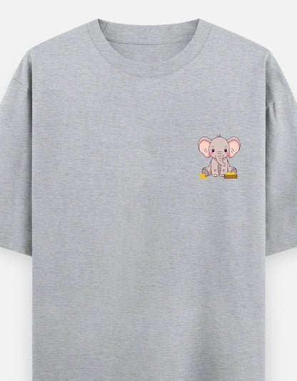 Ivory League oversized t-shirt front pocket print — Grey Melange drop-shoulder unisex tee | StyleUp.Today