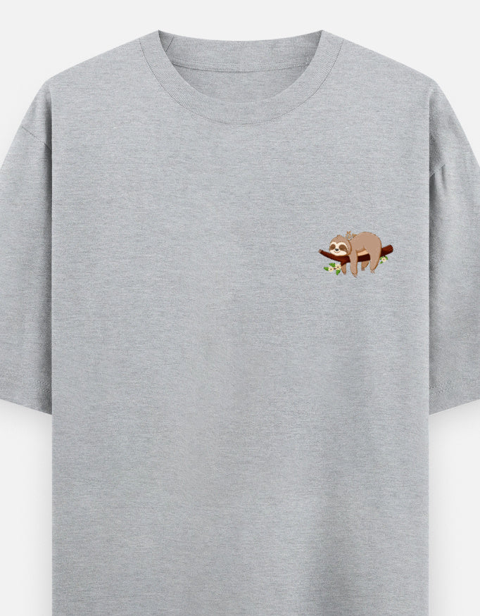 Grey Melange – Sloth Spirit Animal Oversized Tee