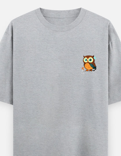 Grey Melange – Owl Spirit Animal Oversized Tee