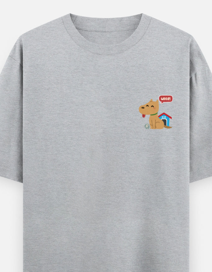 Paw-Sible Life oversized t-shirt front pocket print — Grey Melange drop-shoulder unisex tee | StyleUp.Today