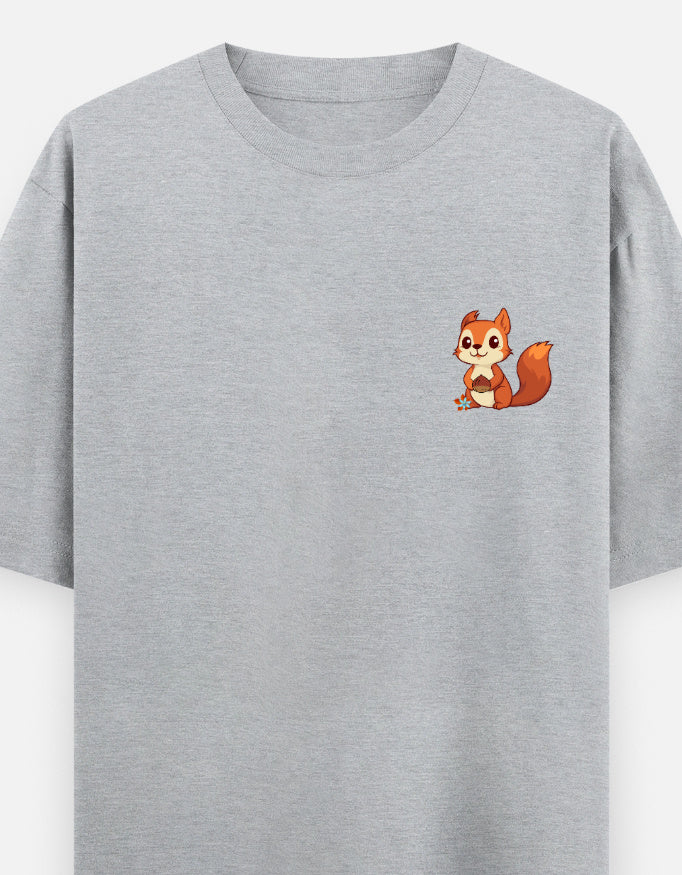 Grey Melange – Squirrel Spirit Animal Oversized Tee