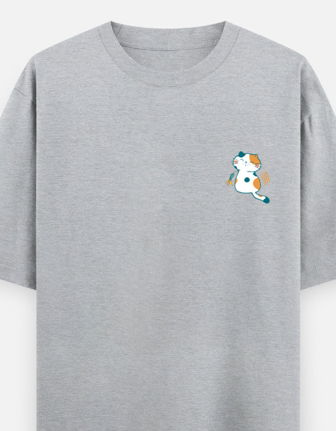 Grey Melange – Cat Spirit Animal Oversized Tee