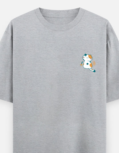 Grey Melange – Cat Spirit Animal Oversized Tee