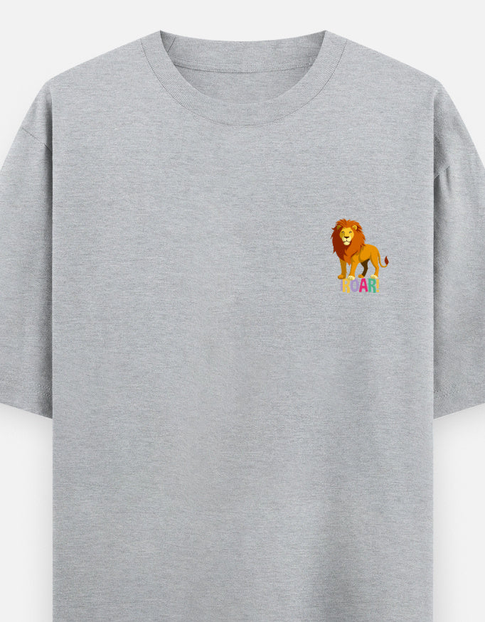 Grey Melange – Lion Spirit Animal Oversized Tee