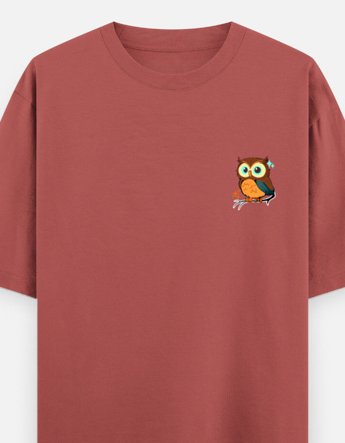 Coral – Owl Spirit Animal Oversized Tee