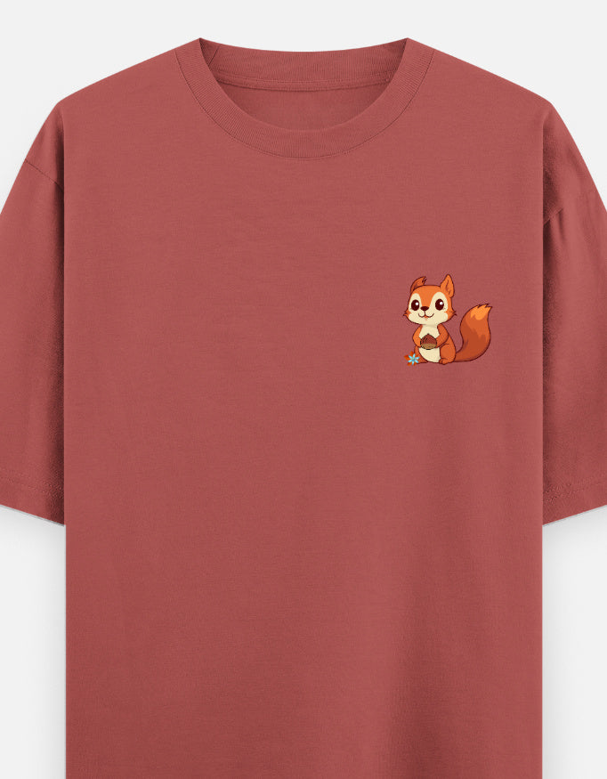 Coral – Squirrel Spirit Animal Oversized Tee