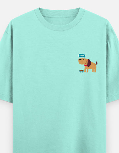 Fetching Good Vibes oversized t-shirt front pocket print — Mint drop-shoulder unisex tee | StyleUp.Today