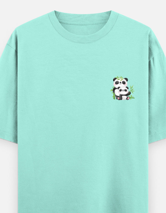 Snack Away oversized t-shirt front pocket print — Mint drop-shoulder unisex tee | StyleUp.Today