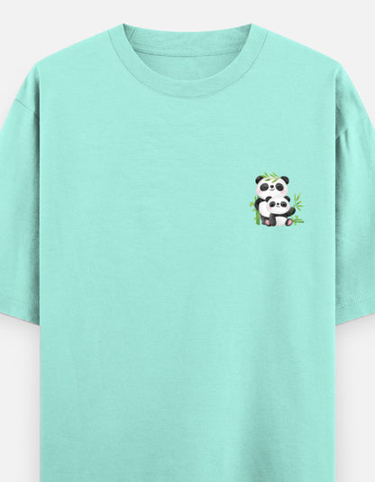 Snack Away oversized t-shirt front pocket print — Mint drop-shoulder unisex tee | StyleUp.Today