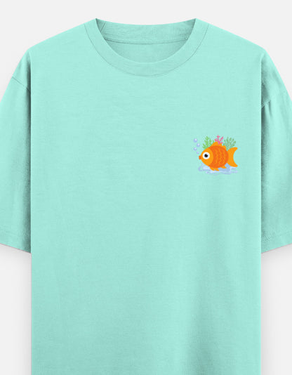 Follow Bubbles oversized t-shirt front pocket print — Mint drop-shoulder unisex tee | StyleUp.Today