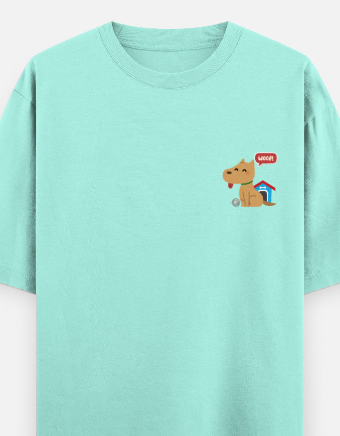 Paw-Sible Life oversized t-shirt front pocket print — Mint drop-shoulder unisex tee | StyleUp.Today
