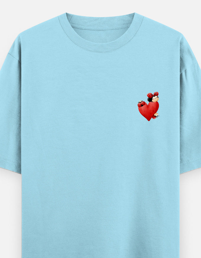 Spot On oversized t-shirt front pocket print — Baby Blue drop-shoulder unisex tee | StyleUp.Today