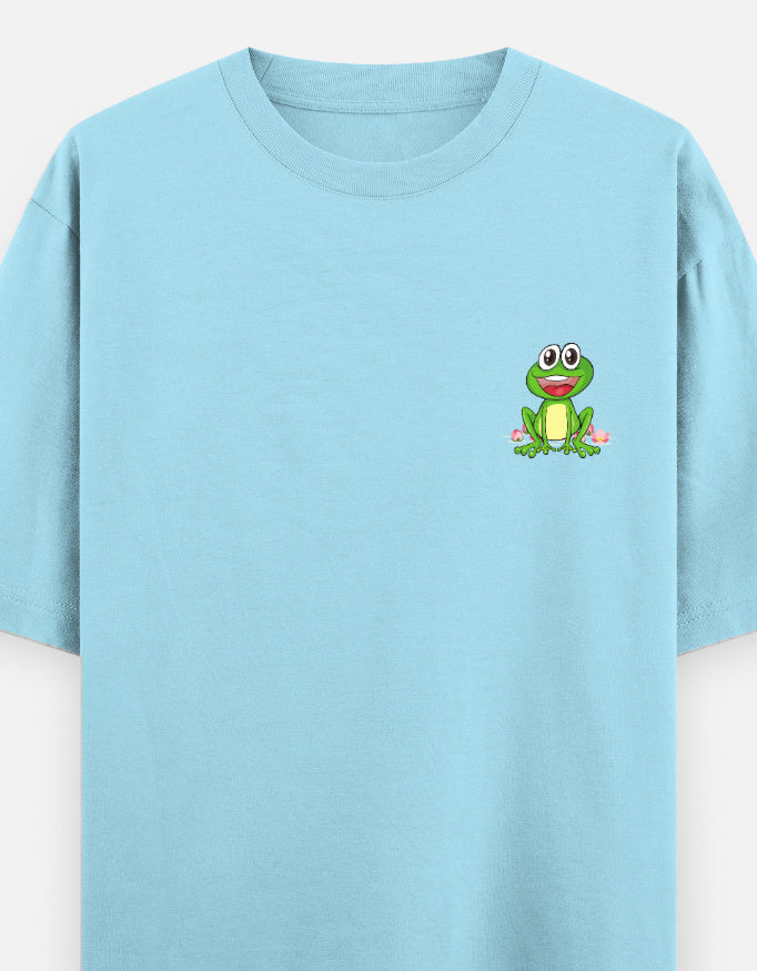 Leap Of Faith oversized t-shirt front pocket print — Baby Blue drop-shoulder unisex tee | StyleUp.Today