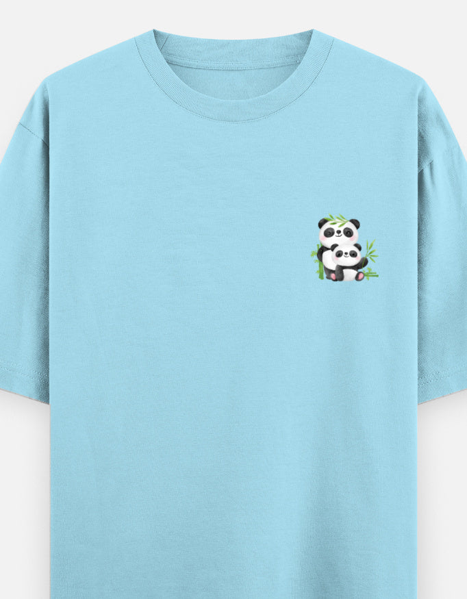 Snack Away oversized t-shirt front pocket print — Baby Blue drop-shoulder unisex tee | StyleUp.Today