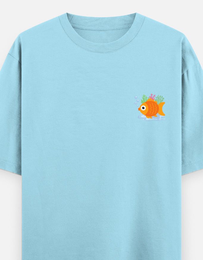 Follow Bubbles oversized t-shirt front pocket print — Baby Blue drop-shoulder unisex tee | StyleUp.Today
