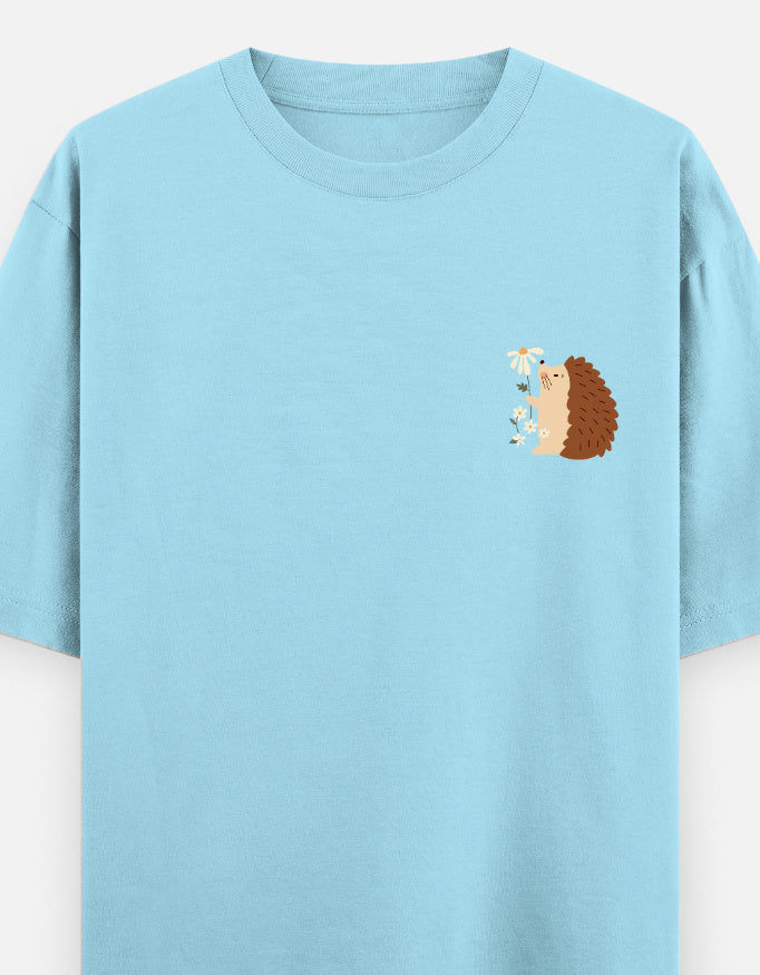 Prickly But Lovable oversized t-shirt front pocket print — Baby Blue drop-shoulder unisex tee | StyleUp.Today