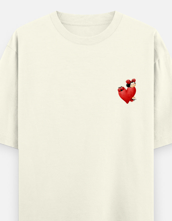 Spot On oversized t-shirt front pocket print — Off White drop-shoulder unisex tee | StyleUp.Today