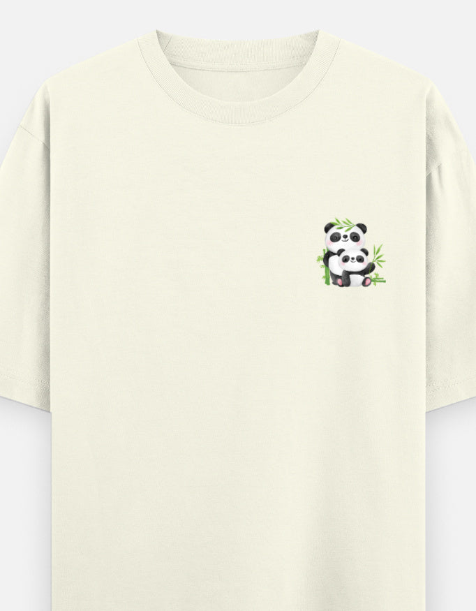 Snack Away oversized t-shirt front pocket print — Off White drop-shoulder unisex tee | StyleUp.Today