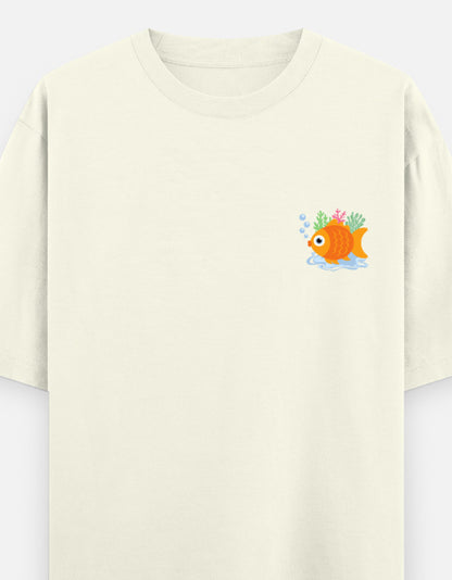 Follow Bubbles oversized t-shirt front pocket print — Off White drop-shoulder unisex tee | StyleUp.Today