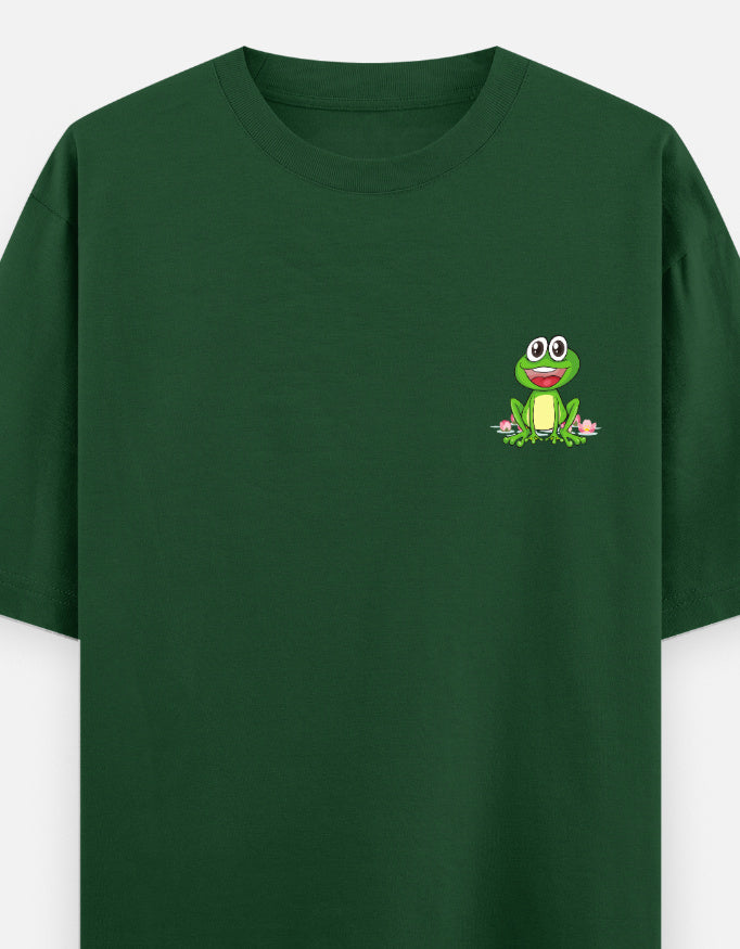 Leap Of Faith oversized t-shirt front pocket print — Bottle Green drop-shoulder unisex tee | StyleUp.Today