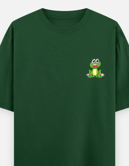 Leap Of Faith oversized t-shirt front pocket print — Bottle Green drop-shoulder unisex tee | StyleUp.Today