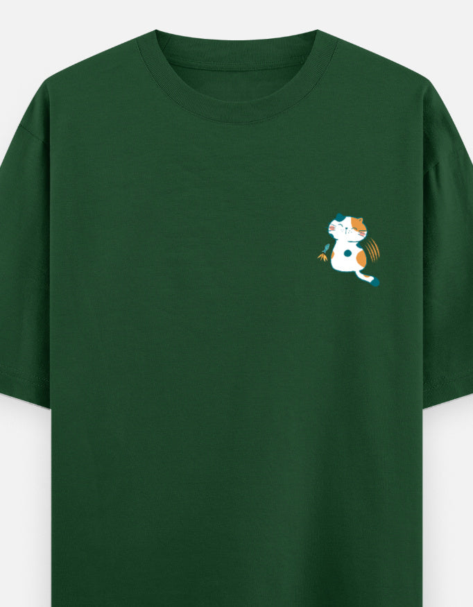 Bottle Green – Cat Spirit Animal Oversized Tee